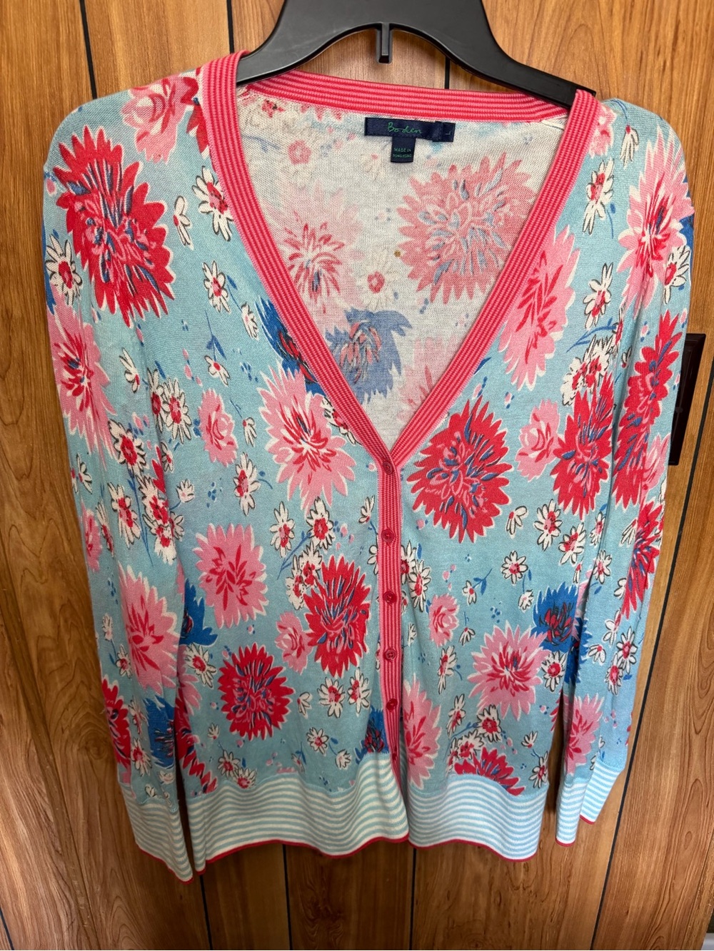 Boden Floral Preppy Spring 100% Cotton Cardigan